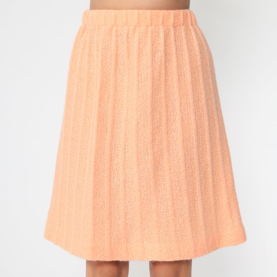 Knit Mini Skirt 70s Peach Ribbed Skirt High Waist… - image 6