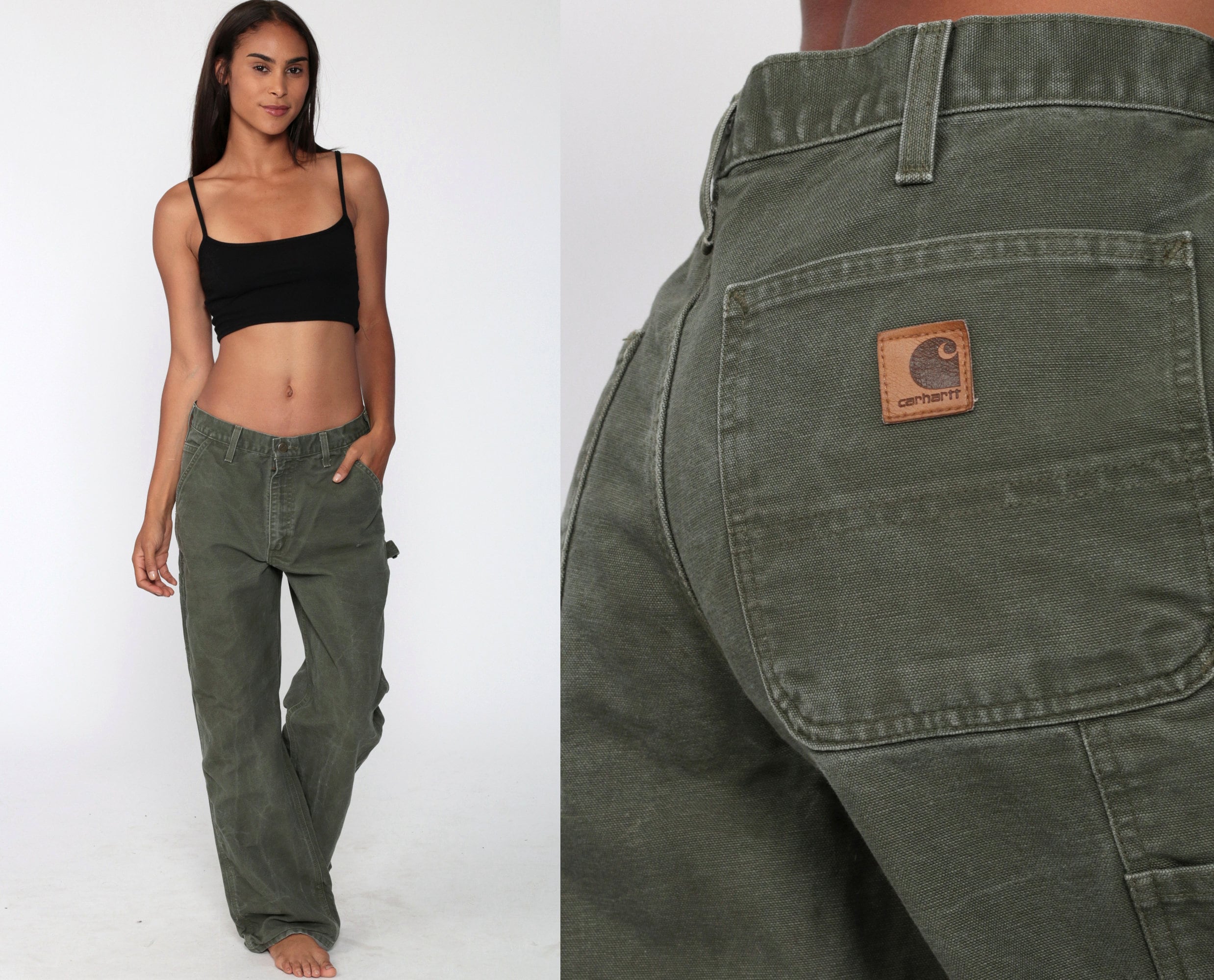 CARHARTT Cargo Pants Army High Waisted Olive Green 90s Work Wear Utility  Olive Drab Utilitarian Streetwear Workwear 1990s Medium Large -  Canada