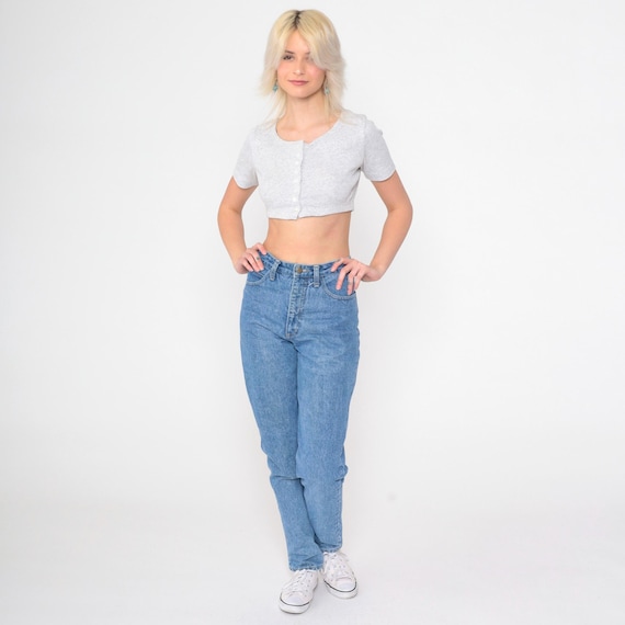 Vintage 90s Guess Jeans High Waisted Tapered Mom Jeans Retro Blue Wash Denim Pants Mom Jeans 1990s Made in USA Small S 29