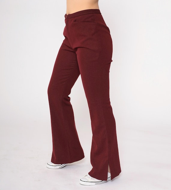 70s Bell Bottoms Burgundy Flared Pants Hippie Flares Plain Bellbottom Boho High Waisted Rise Retro Trousers Bohemian Vintage 1970s Medium 29