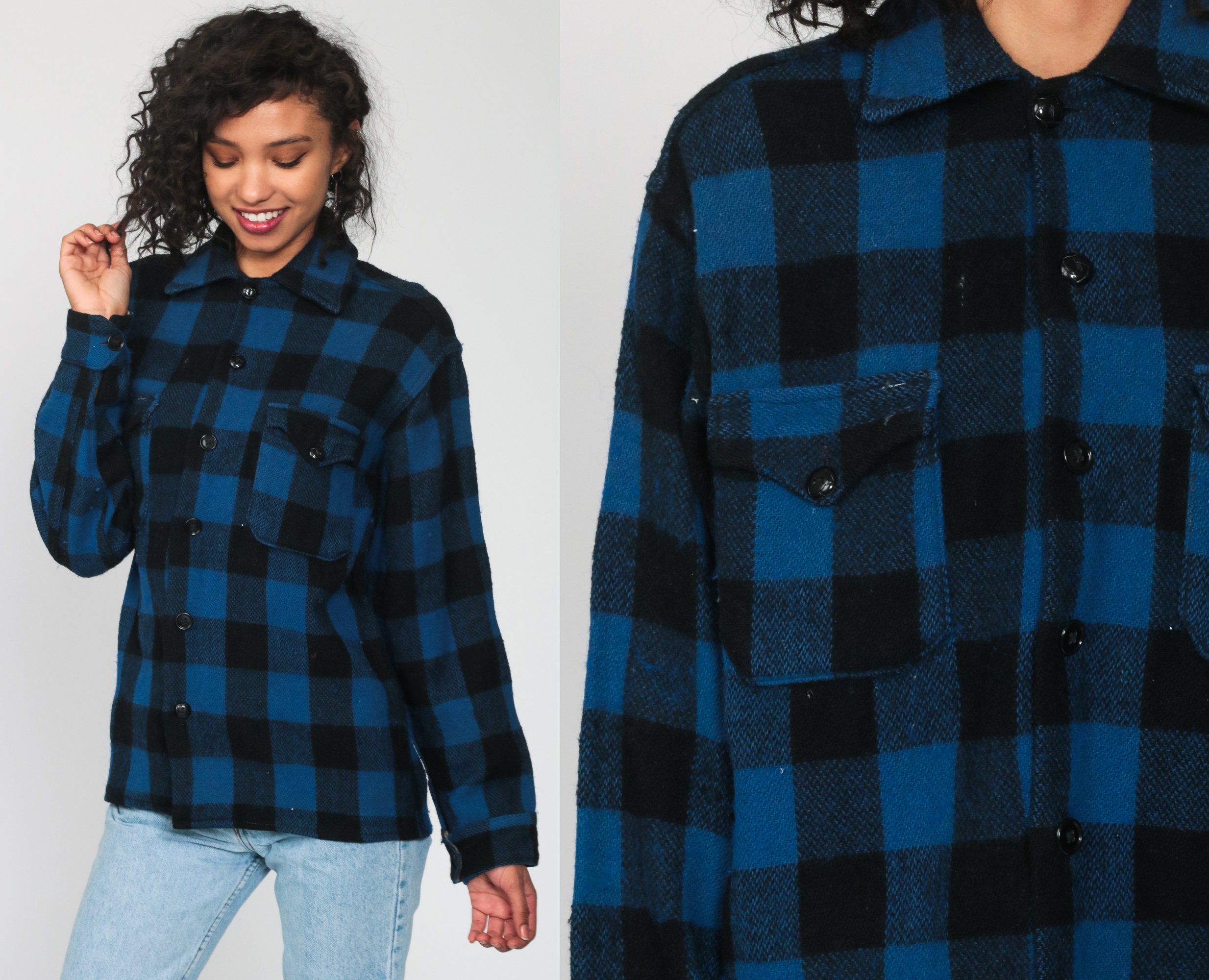 mens blue buffalo check shirt