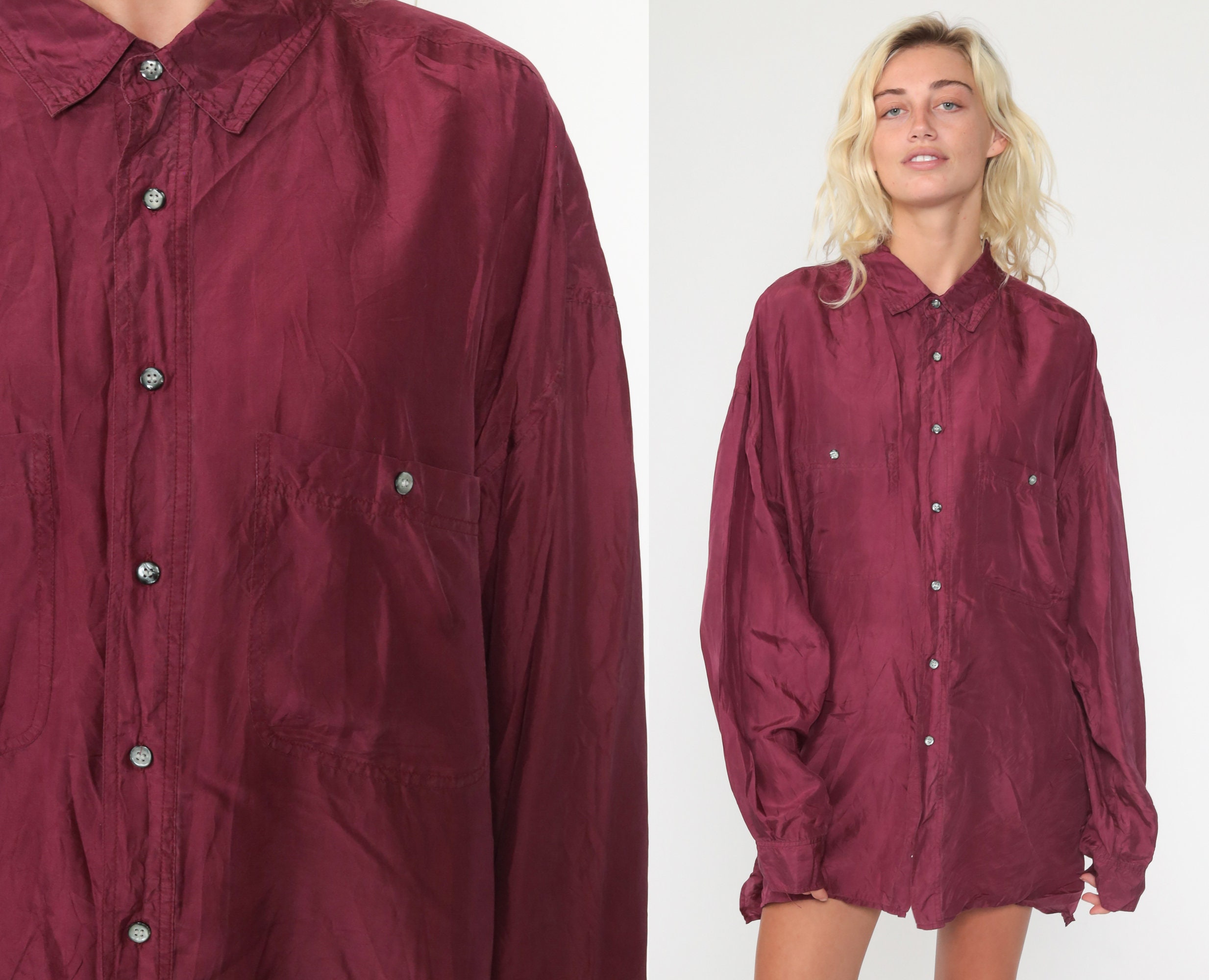 burgundy silk shirt