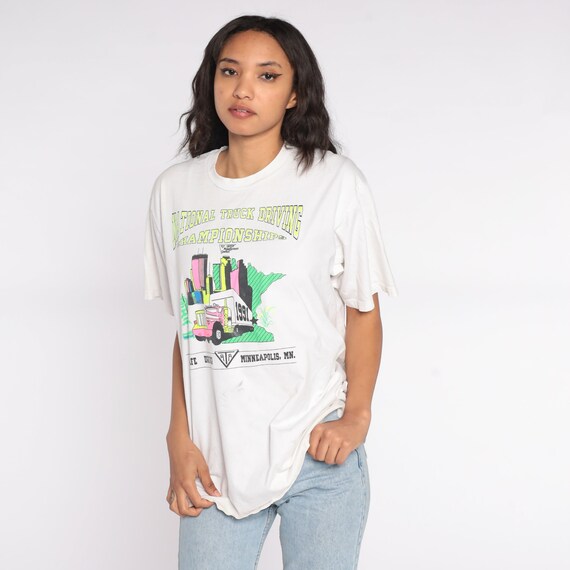 Trucker Shirt National Truck Driving Championship Shirt Graphic TShirt 1991 Vintage Semi Truck Americana Graphic Tee 90s Minneapolis Medium