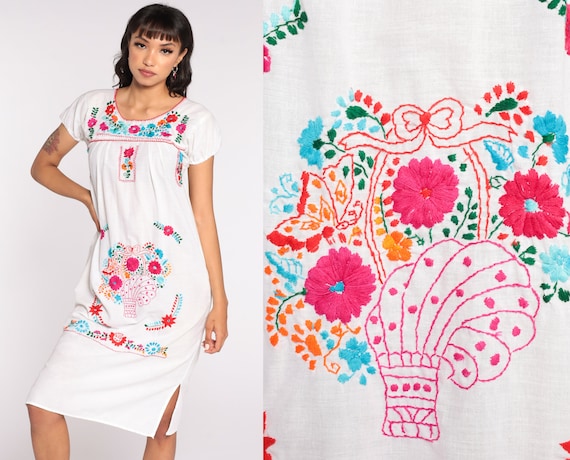 white mexican dress embroidered