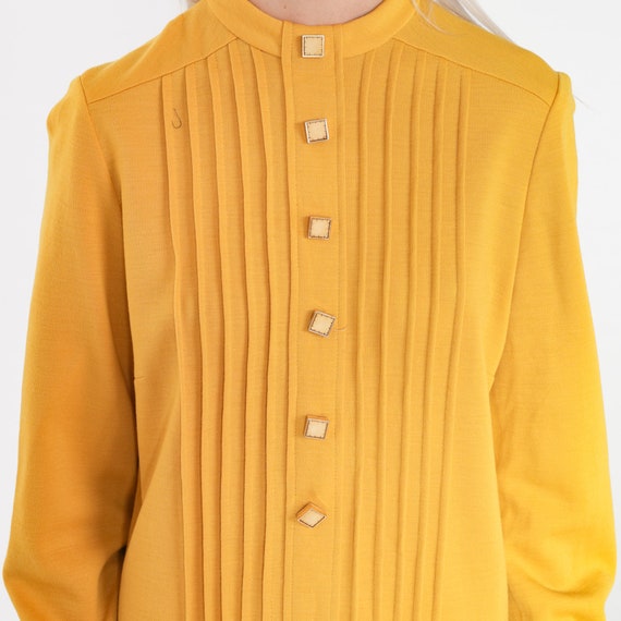 Mod Mini Dress 60s Yellow Wool Blend Dress 70s St… - image 6