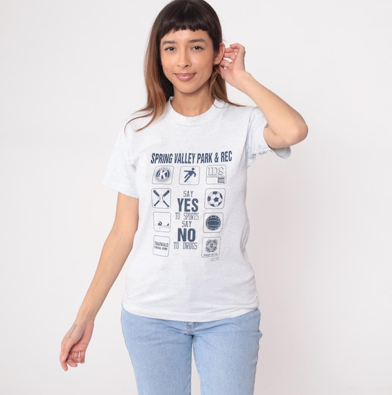 Anti Drug Tee 90s "Say No To Drugs" Shirt Park Recreation Sports Vintage Campaign Slogan T Shirt Spring Valley Youth Adult Extra Small XS