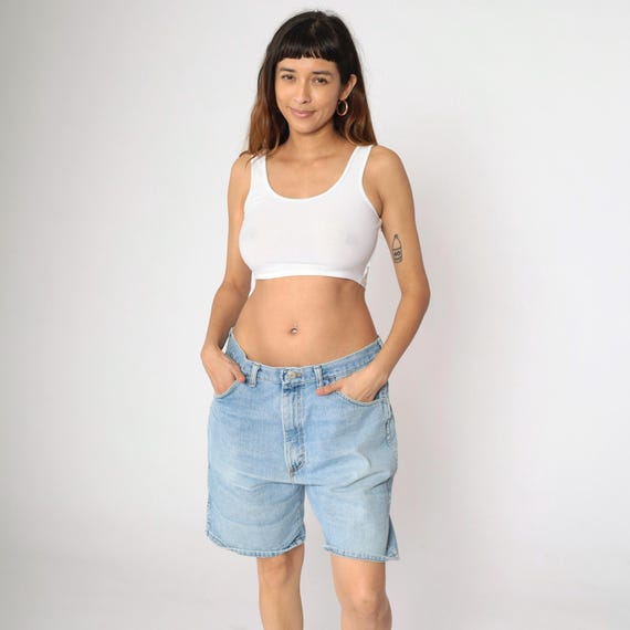 90s Wrangler Denim Shorts High Waisted Blue Jean Shorts Retro Relaxed Boyfriend Shorts High Rise Normcore Baggy Vintage 1990s Men's 36