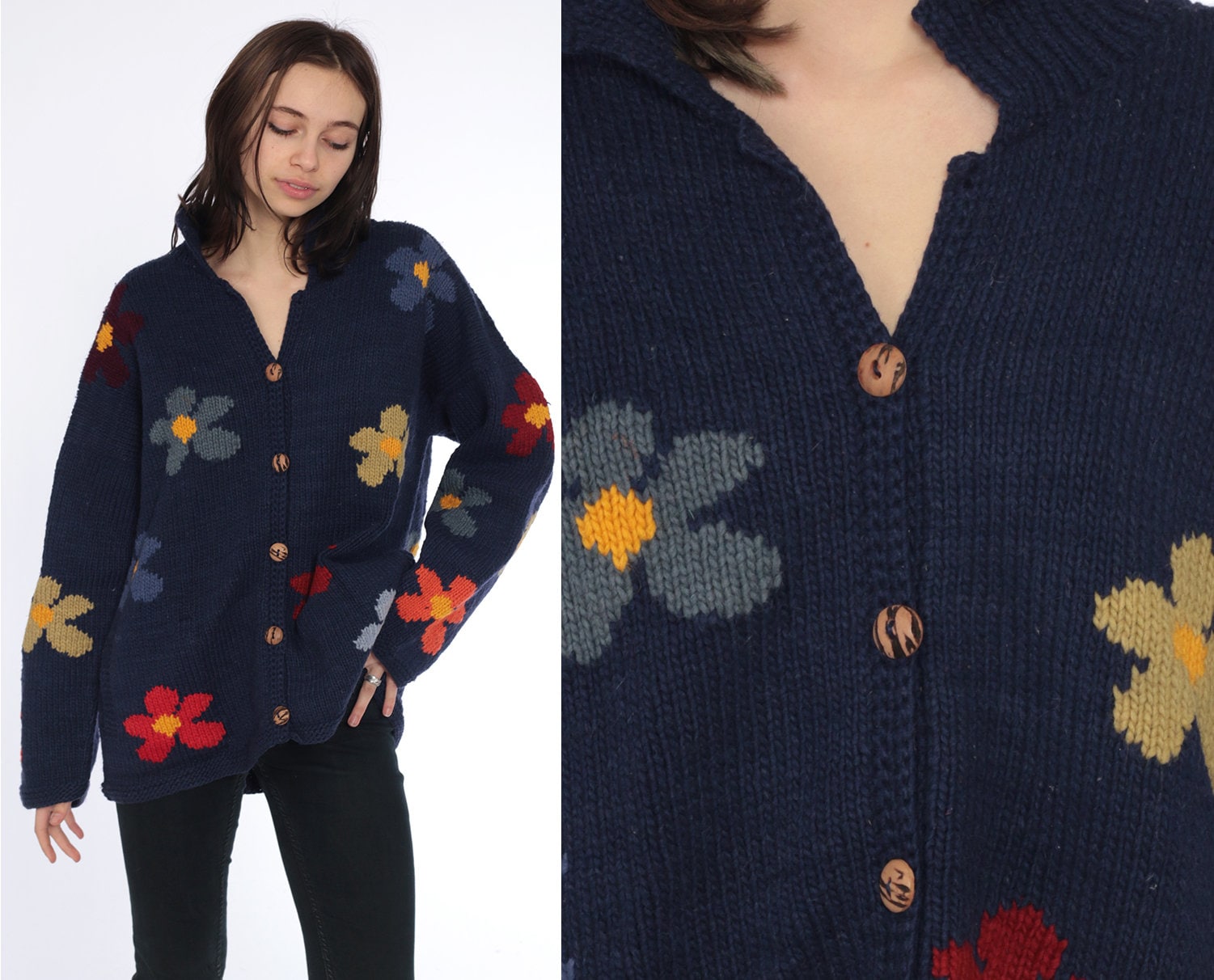 daisy print cardigan