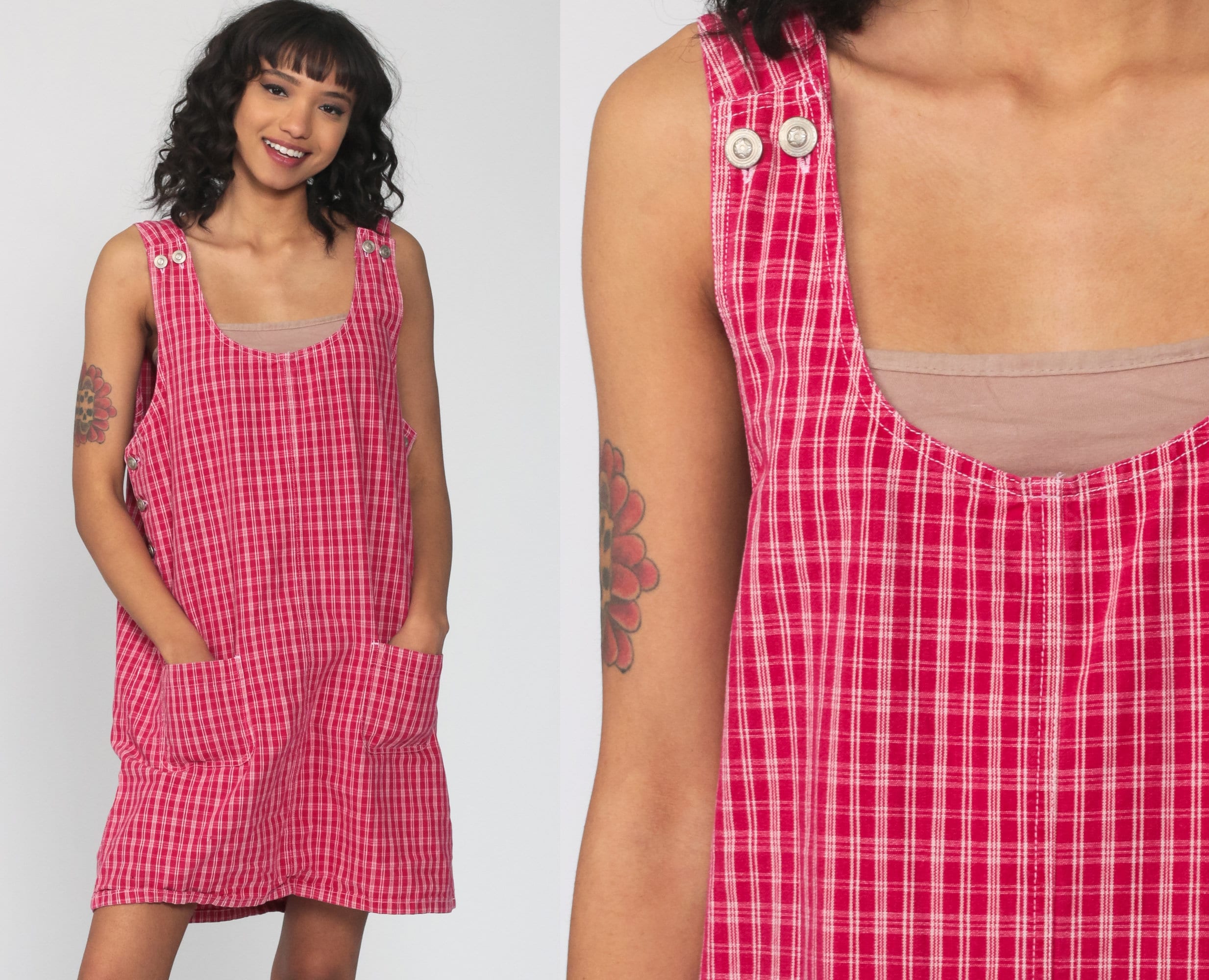 checkered jumper dress