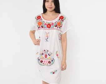 white embroidered peasant dress Bohemian Folk