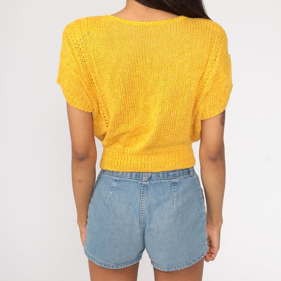 Golden Yellow Top Cardigan Shirt Boho Blouse 90s … - image 7