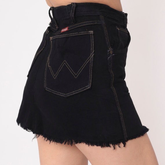 Wrangler Jean Skirt Y2k Black Denim Mini Skirt Re… - image 6