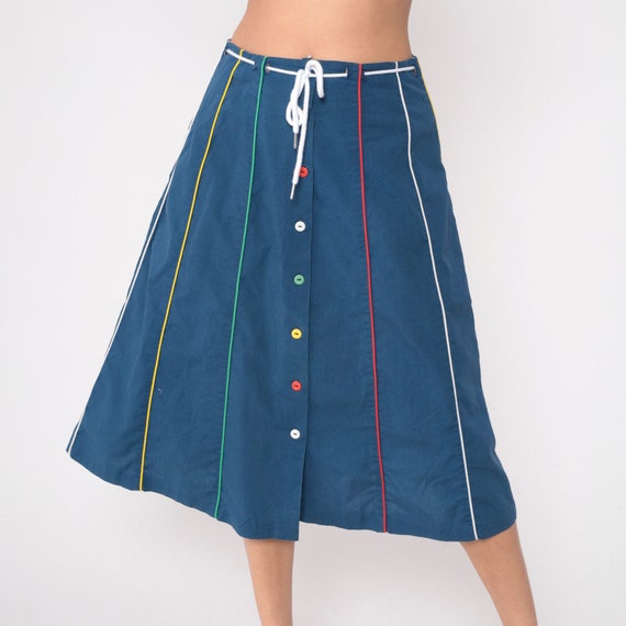 70’s Pink and Gingham Print Button Up Skirt main image 0