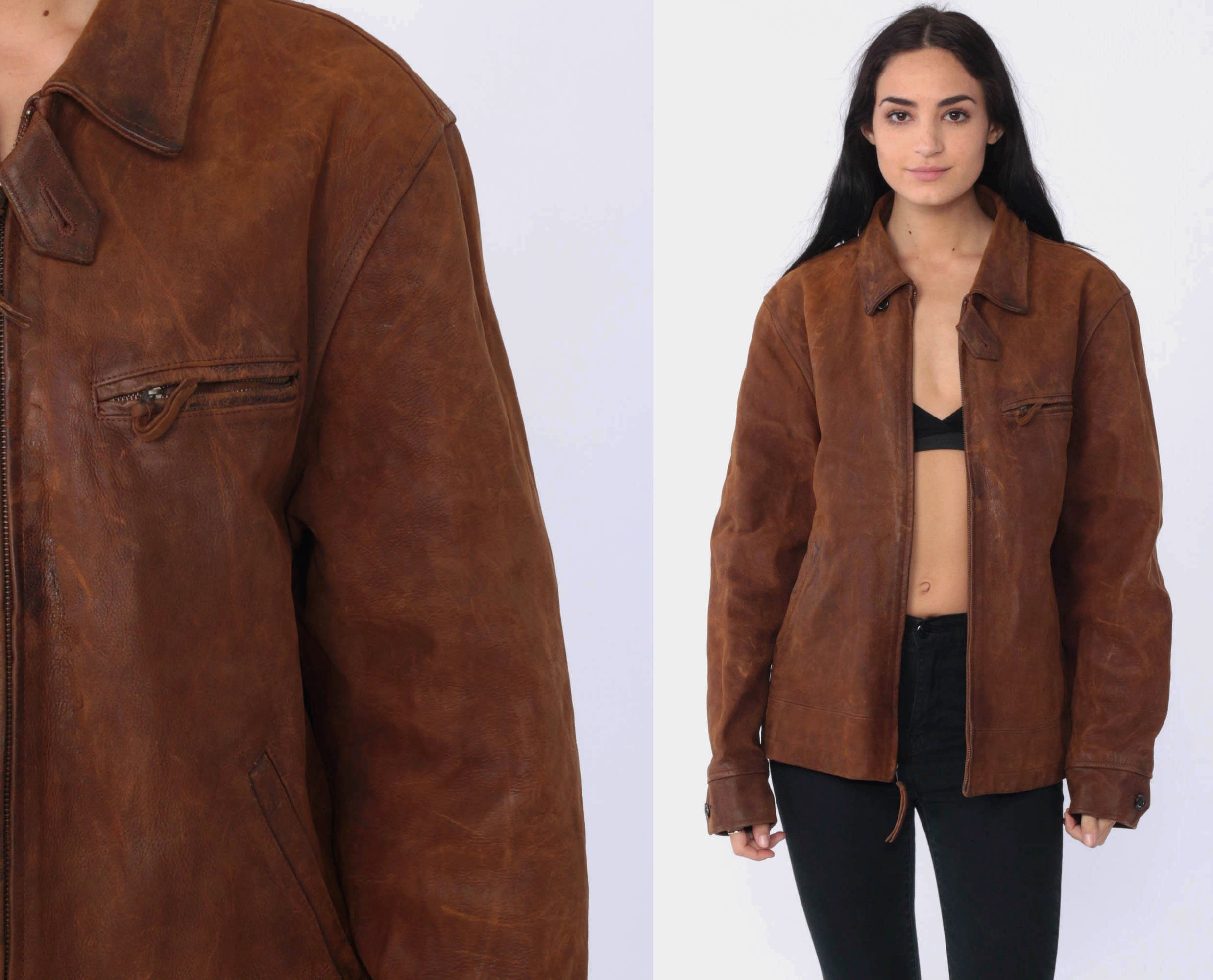 ralph lauren tan leather jacket