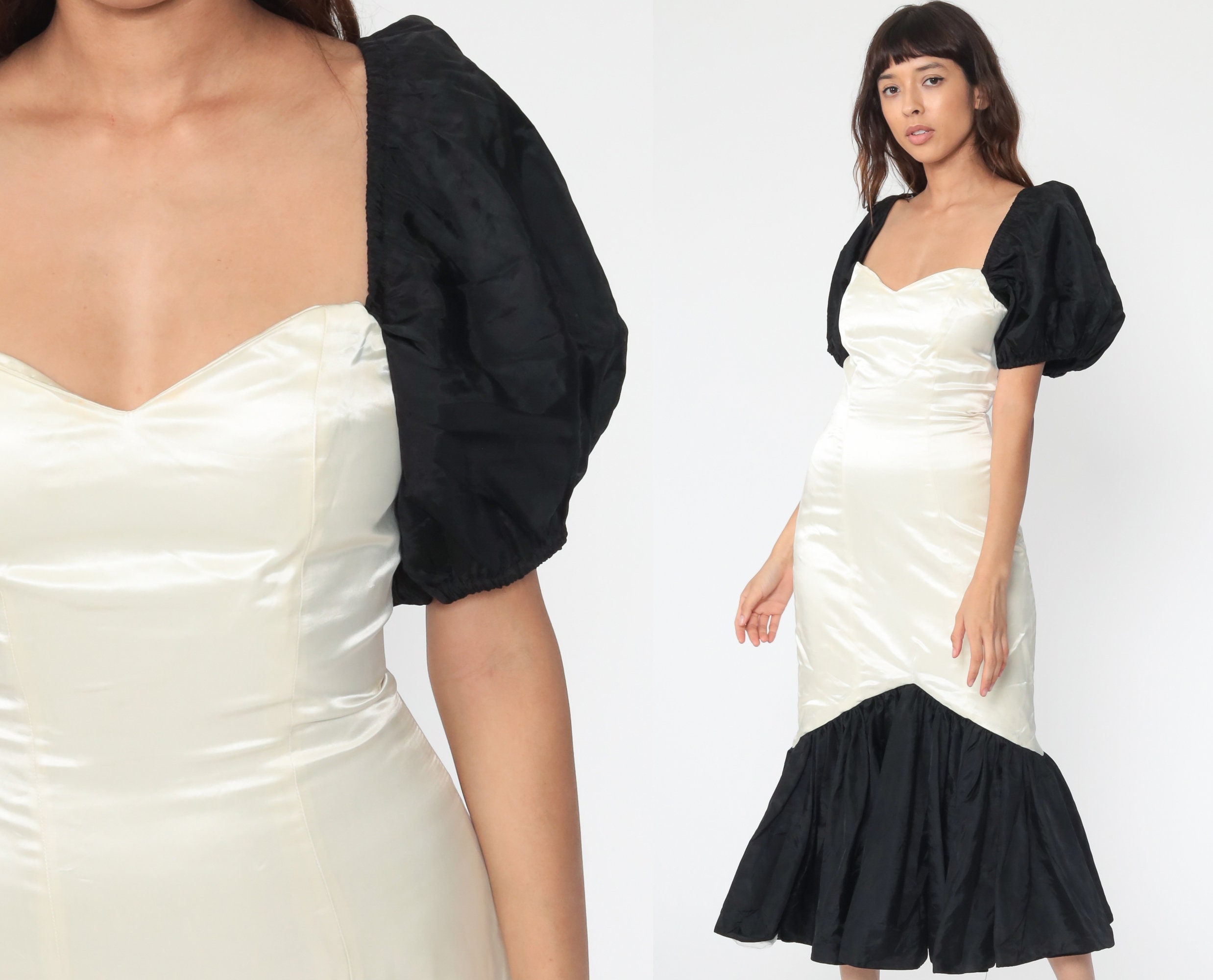 black and white 80s dress