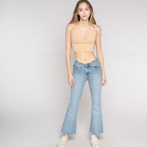 Vintage Low Rise Jeans Y2k Flare Jeans Light Wash Denim Bell Bottoms Retro Bell Bottom Pants Flares Low Waisted 00s Petite Extra Small xs