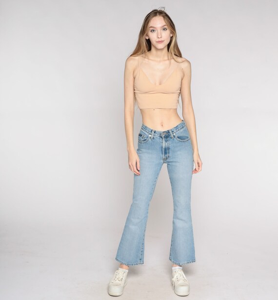 Vintage Low Rise Jeans Y2k Flare Jeans Light Wash Denim Bell Bottoms Retro Bell Bottom Pants Flares Low Waisted 00s Petite Extra Small xs