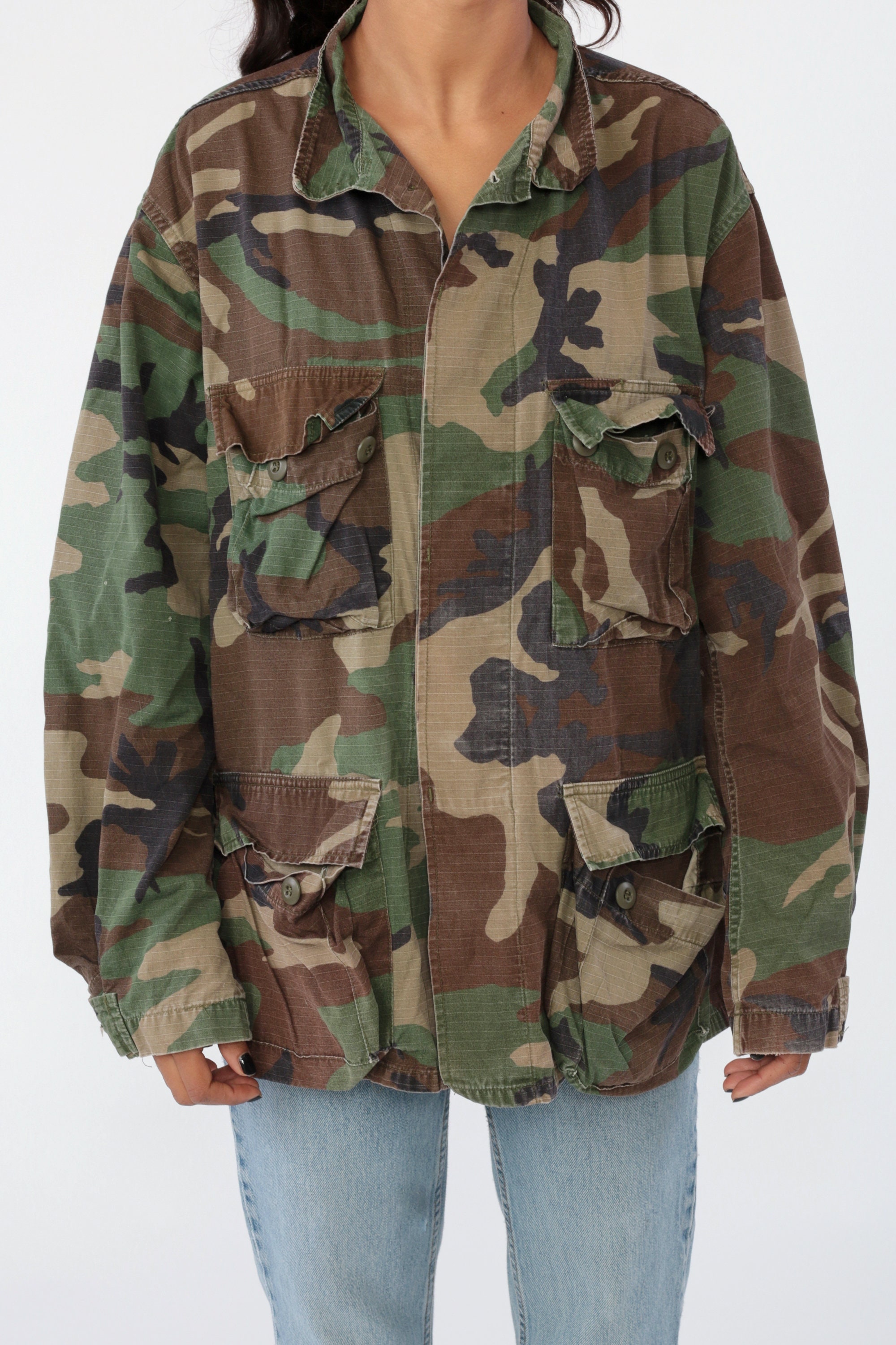 US Army Shirt Camo Jacket Camouflage Military Utility Patch Commando ...