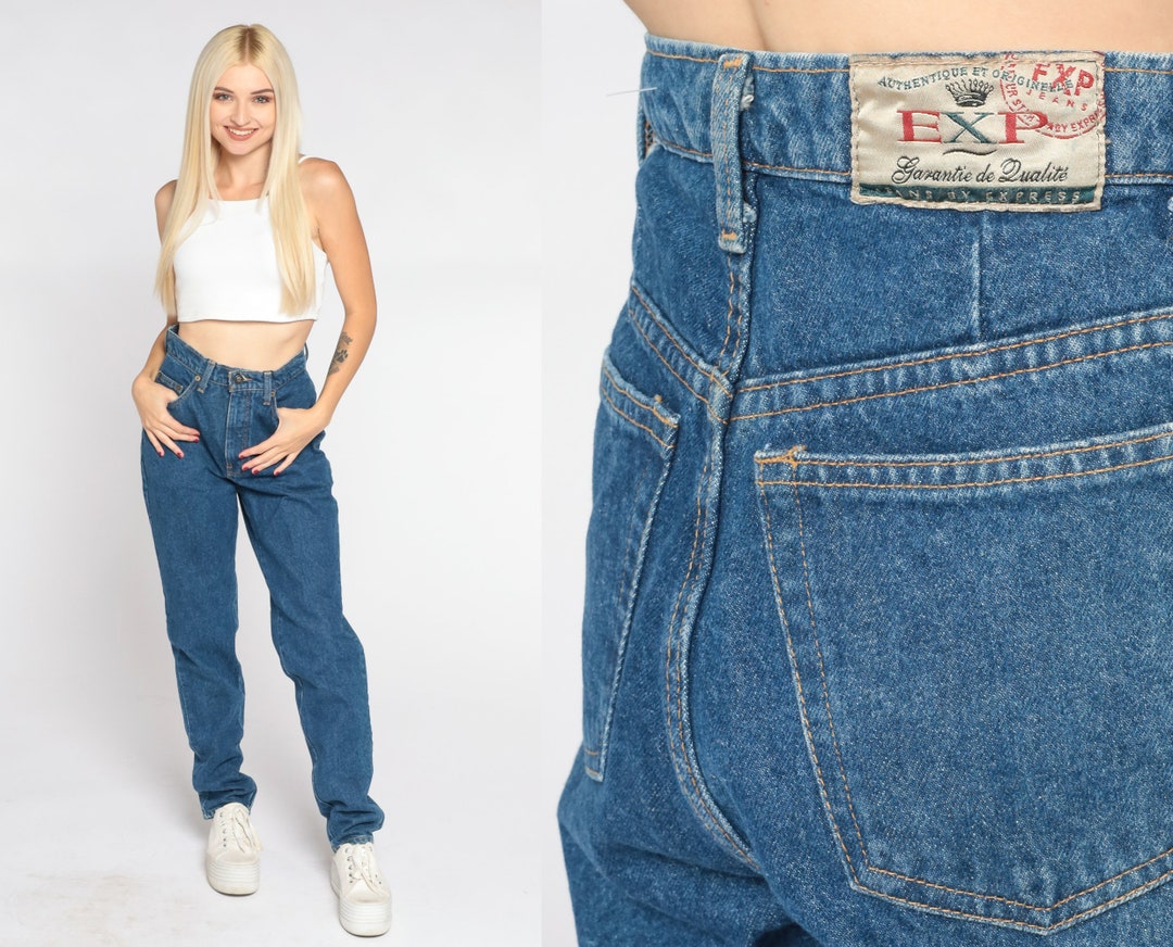Straight Leg Jeans 90s Mom Jeans High Waisted Rise Dark Wash Relaxed ...