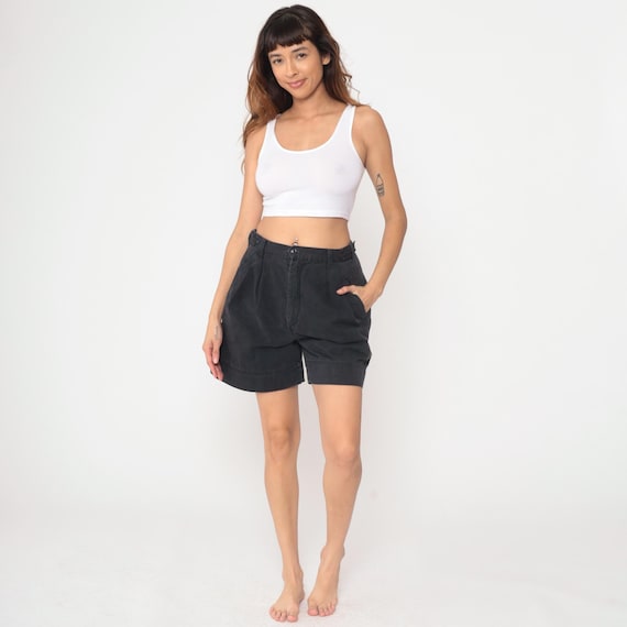 Black Shorts 90s Trouser Shorts High Waisted Rise Preppy Retro Minimalist Simple Bottoms Plain Mom Vintage 1990s Gap Medium m 30 13/14