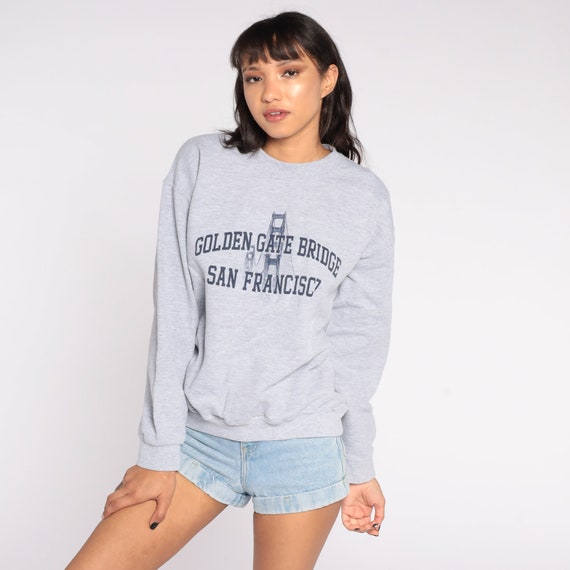 San Francisco Sweatshirt 90s Golden Gate Bridge Sweatshirt California Pullover Graphic Vintage 1990s Grey Medium