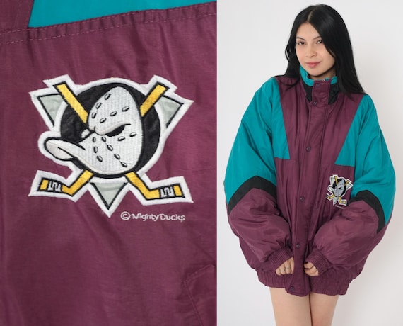 Vintage 90s Mighty Ducks Jacket Anaheim NHL Puffer Chalk Line