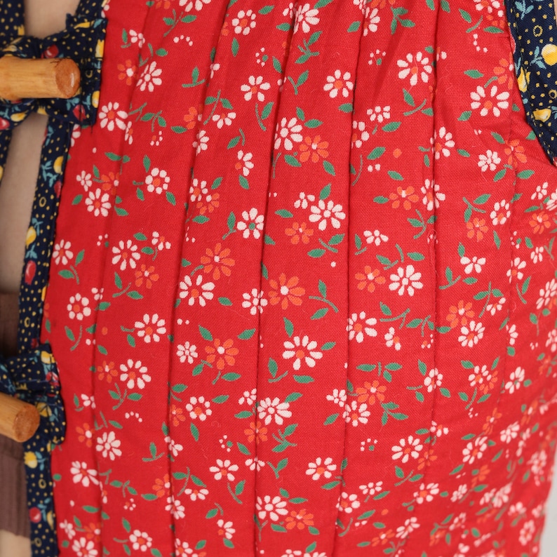 Chaleco acolchado con estampado floral de los años 70, estilo hippie, estilo bohemio, con estampado de calicó rojo, sin mangas, con botones para festivales, estilo bohemio, años 70, talla extra pequeña xs 0 imagen 7