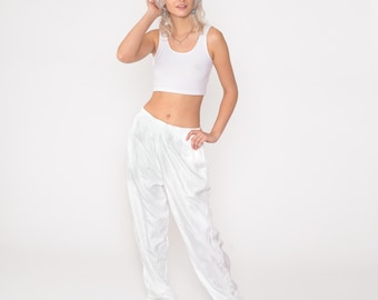 Vintage jaren 90 witte windjack broek trainingsbroek warming-up wind broek streetwear atletische sport jaren 1990 sportschool klein medium