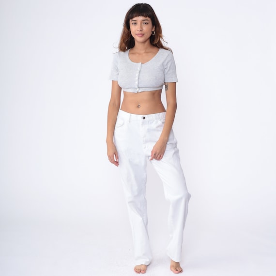 Dickies White Jeans Y2K Denim Painter Workwear Pants High Waisted Rise Straight Leg Jeans Retro Work Pants Vintage 00s Men's Large 36 x 34