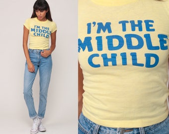 Retro TShirt I'M THE MIDDLE CHILD Shirt Graphic Shirt Vintage T Shirt 70s Tee Hipster Tshirt Slogan Girly Short Sleeve 80s Extra Small xxs