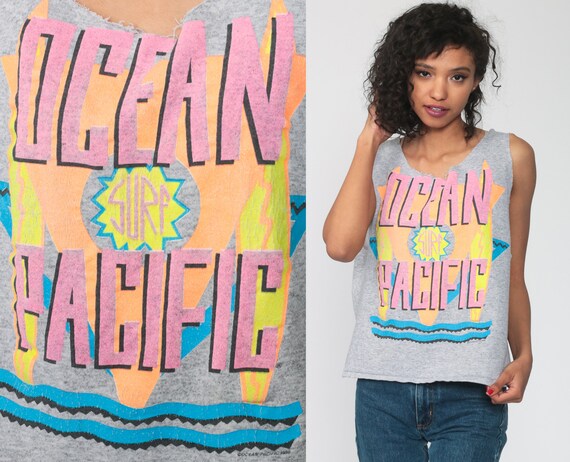 OCEAN PACIFIC Shirt Beach Tank Top 80s Surfer Shir
