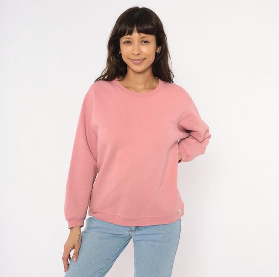 90s Rose Pink Sweatshirt Russell Athletic Pullover Dusty Blush Cotton Sweater Relaxed Fit Mauve Jumper Collegiate Sporty Vintage Top Small S