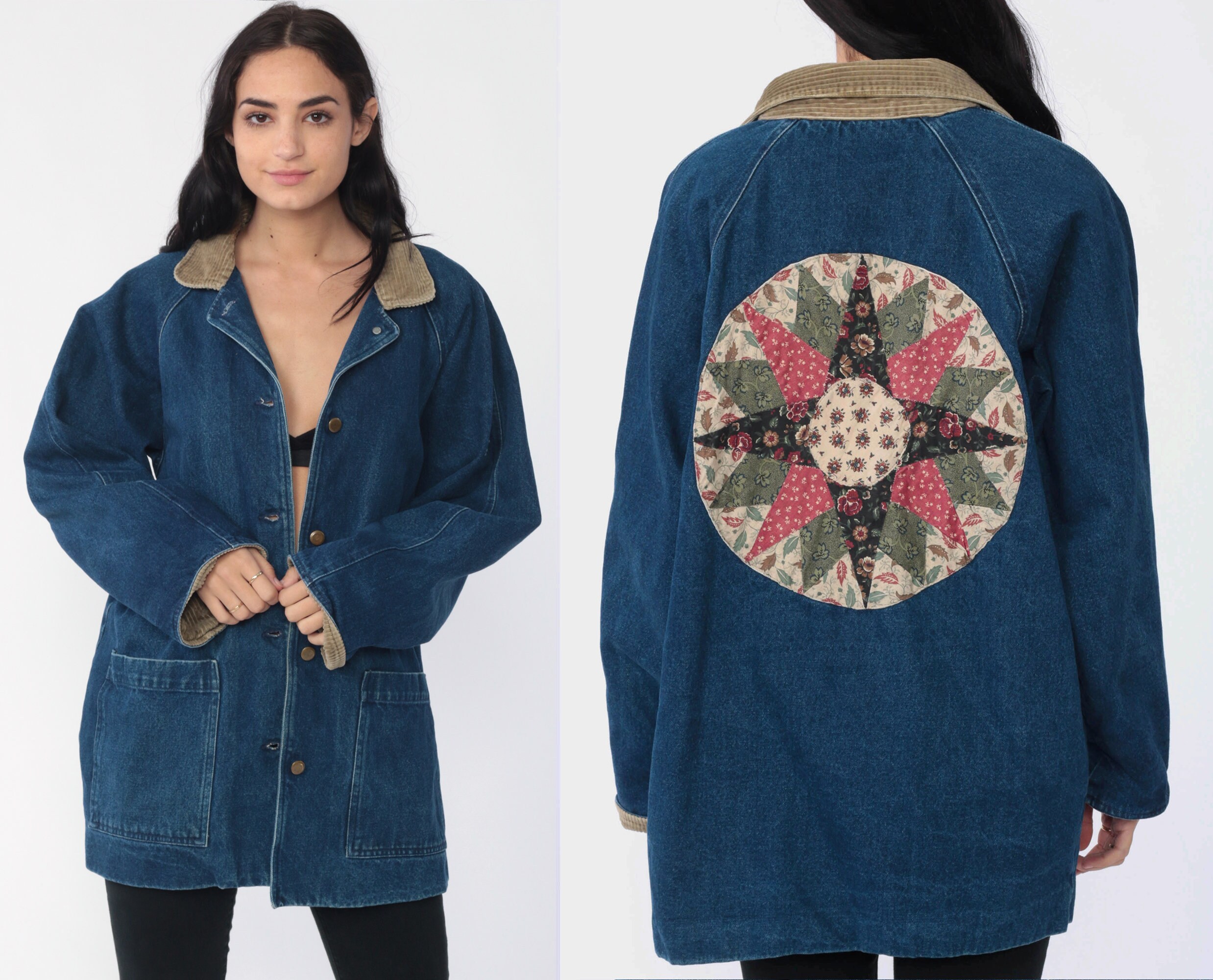 corduroy patchwork denim jacket