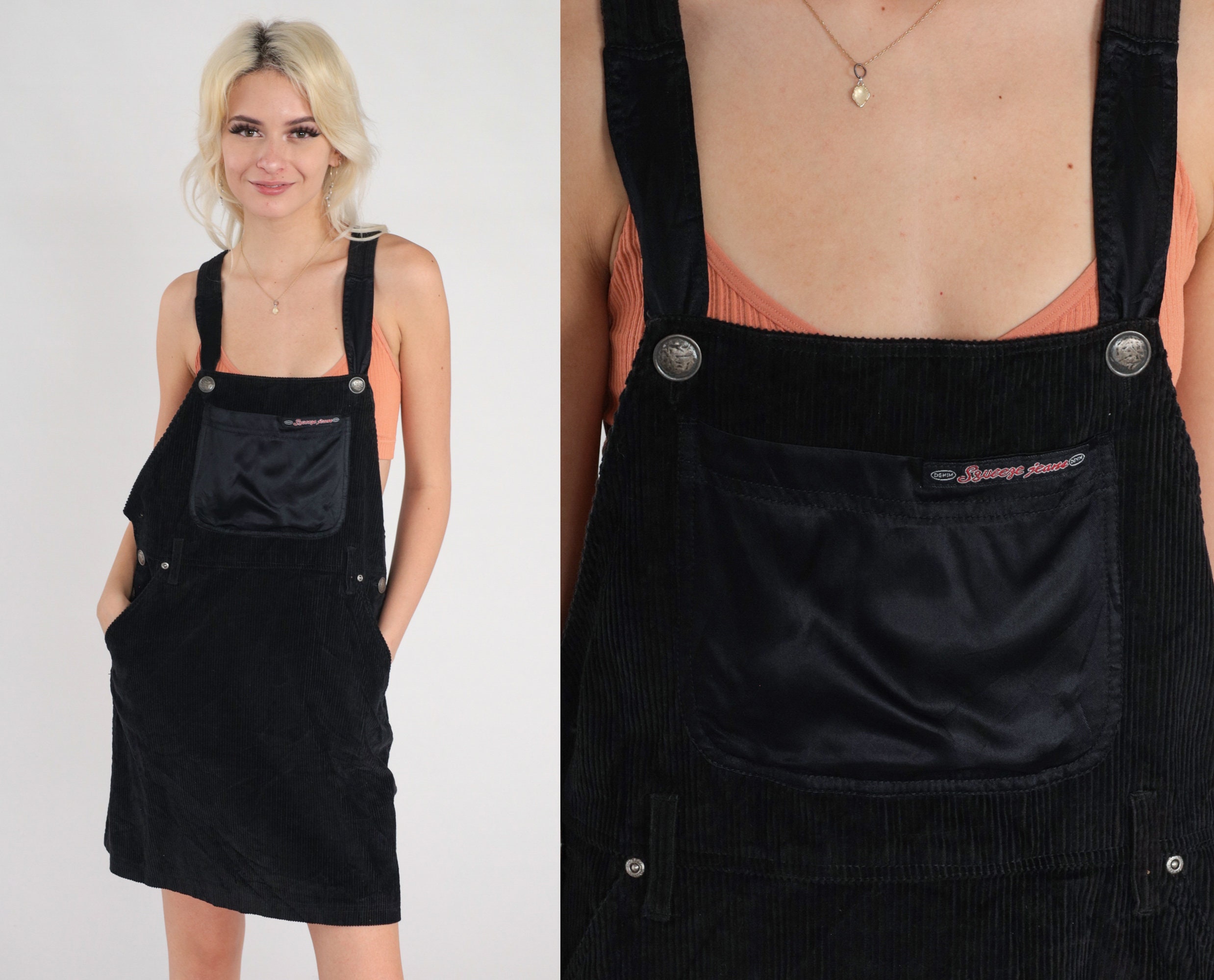 Black corduroy overall skirt deals