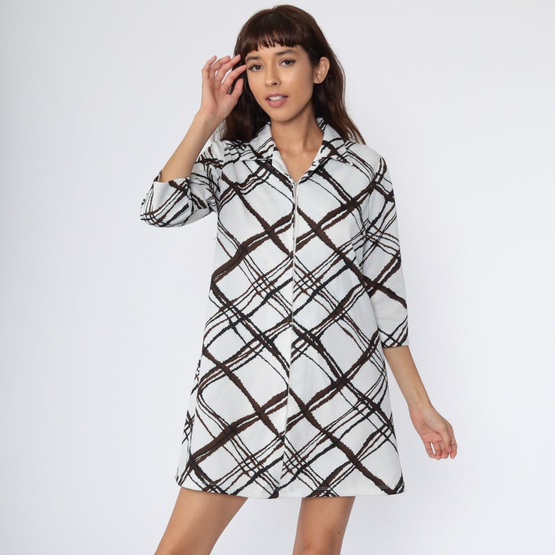 brown and white checkered dress