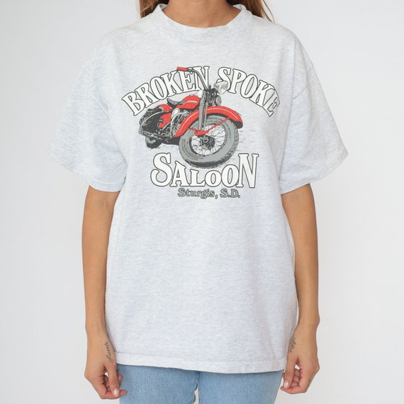 Sturgis Motorcycle T Shirt 90s Broken Spoke Saloo… - image 7