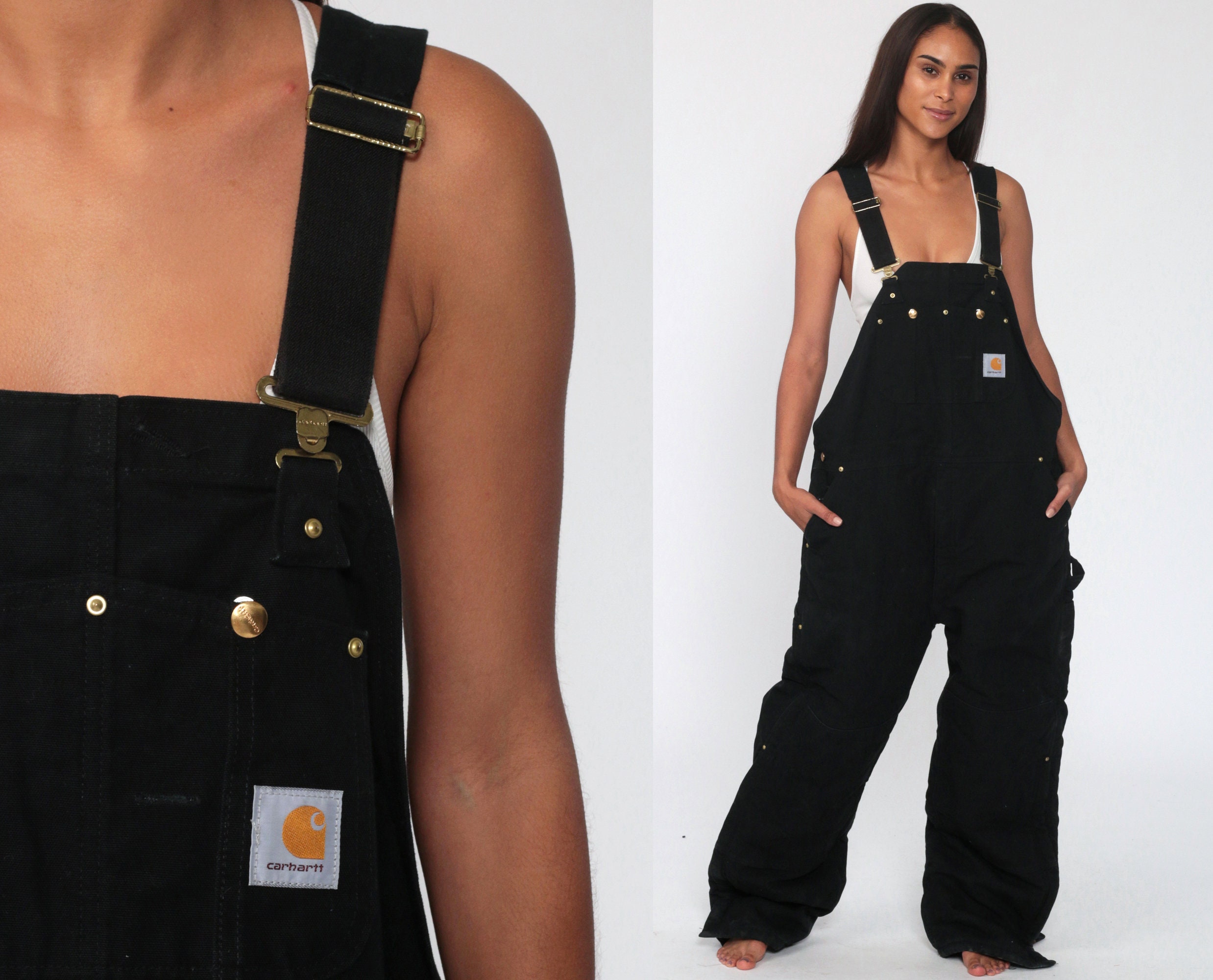 38x30 90s Carhartt Made in USA Black Insulated Overalls Vintage