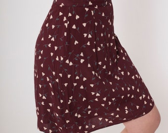 Brauner Blumenrock 90er Mini Rock Hoch taillierte Ditsy Blumen Print Gerade Bleistift Rock Sommer Boho Lässig Hippie Vintage 1990er Jahre Small S