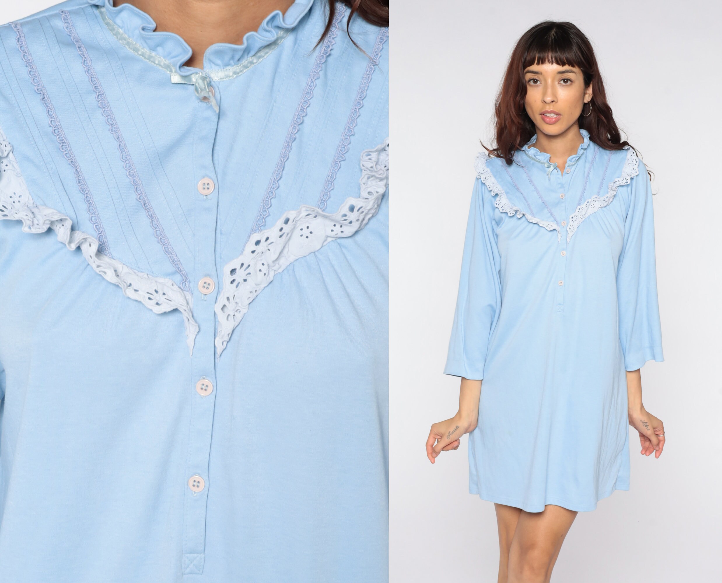button up night gown