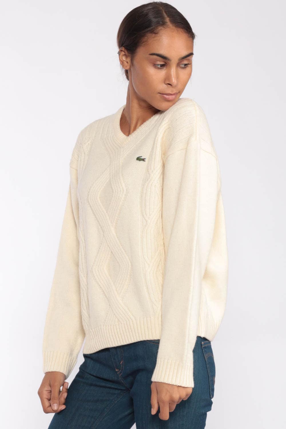 cable knit sweater lacoste