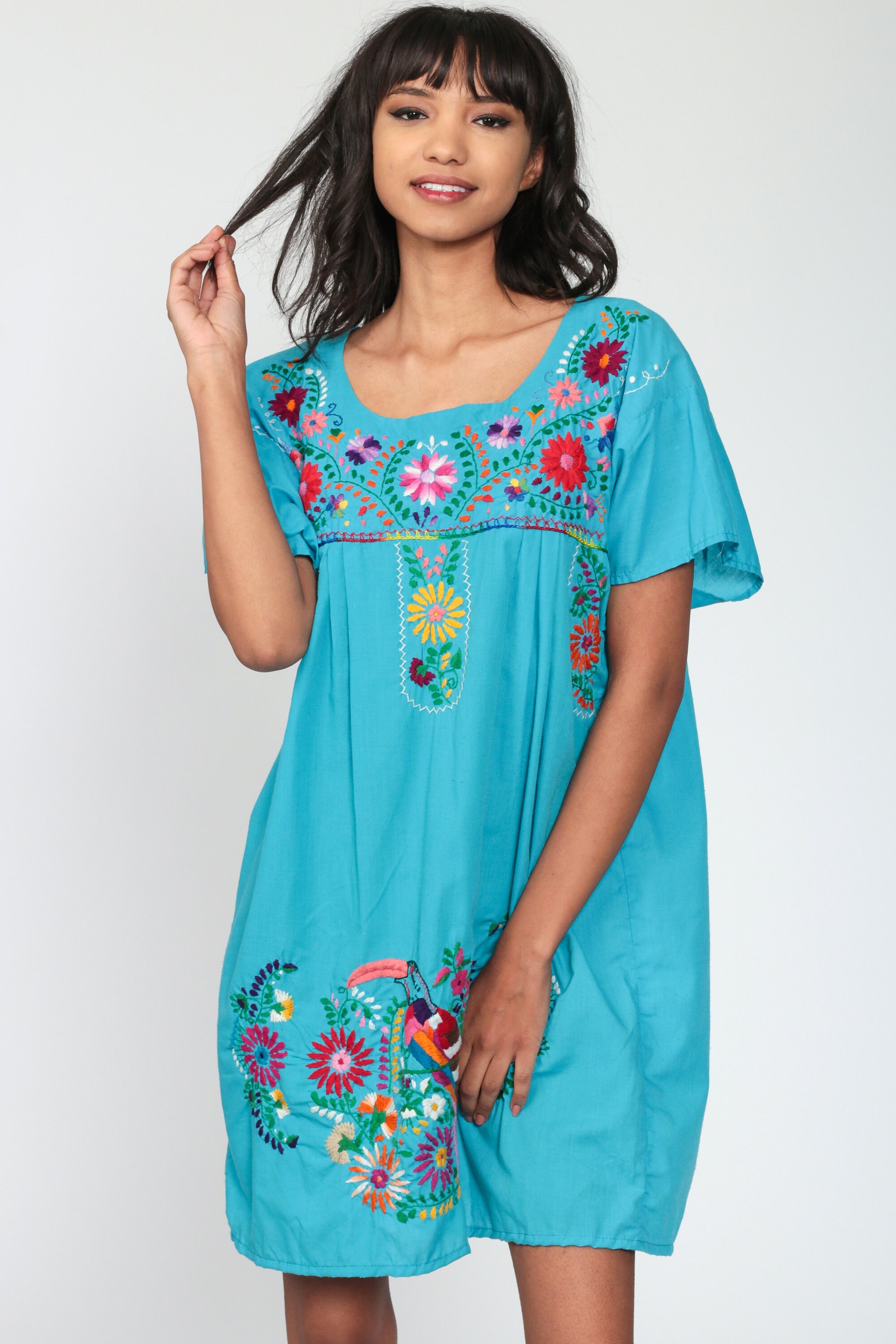 Ethnic Vintage Embroidery Mexican Long Dress Women 2018 Luxury Brand Cotton Dresses Boho People 