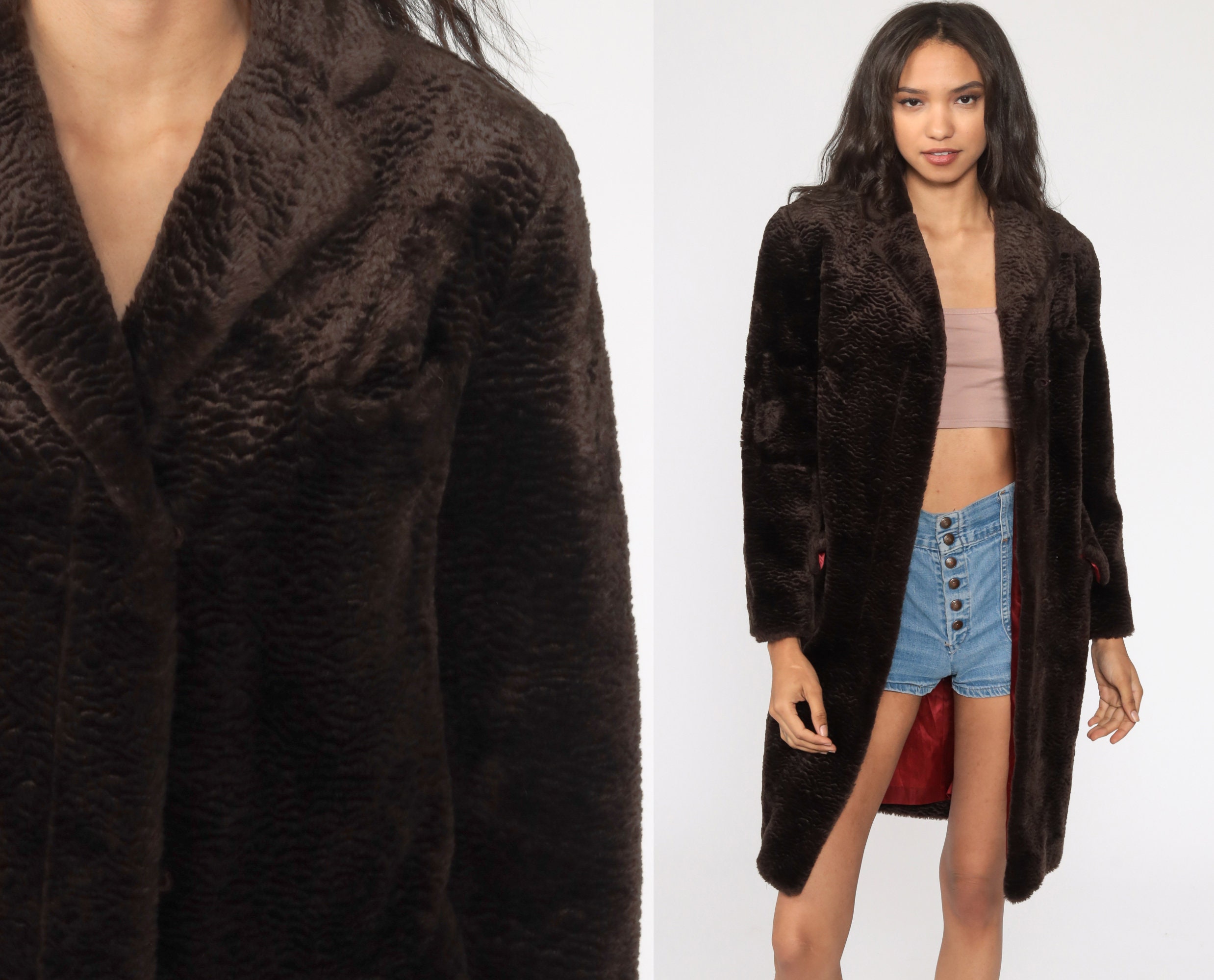 Brown Faux Fur Jacket 90s Fake Fur Coat Vegan Winter Vintage Y2K ...