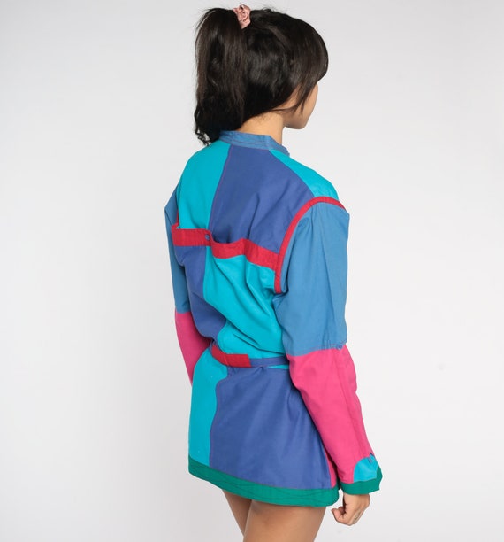 Bright Reversible Jacket 90s Color Block Open Fro… - image 7