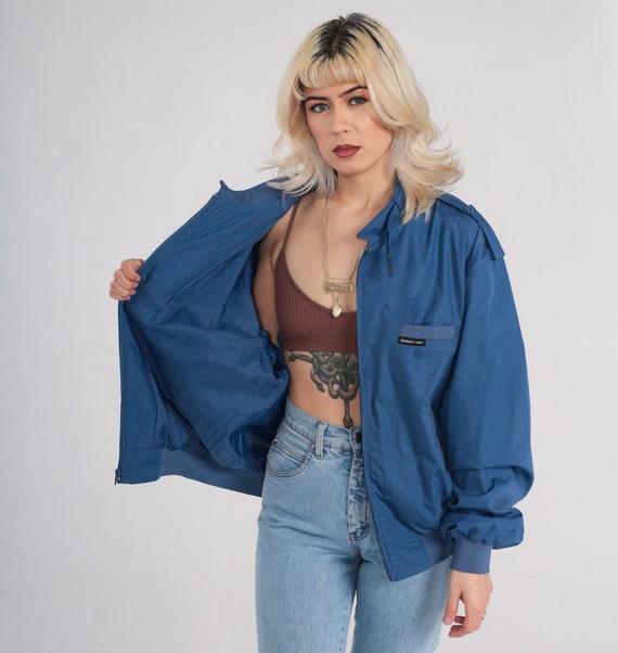 Blue Members Only Jacket 80s Cafe Racer Windbreak… - image 6