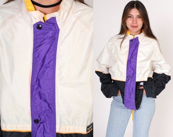 Goretex Jacket 90s Waterproof Windbreaker Zip Up Rain Coat Off White Black Color Block Yellow Purple Hiking Vintage 1990s In Sport Large L