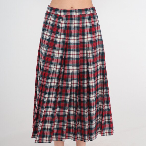Pendleton Midi Skirt 80s Red Plaid Wool Skirt Hig… - image 5
