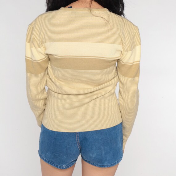 Tan Striped Sweater 80s Pullover Knit Sweater Ret… - image 7
