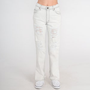 Calça Jeans Bootcut Levis Y2K Flared Jeans Cinza Claro Rasgado Calça Jeans Levi Strauss Desgastado 00s Cintura Média Vintage Pequeno 28