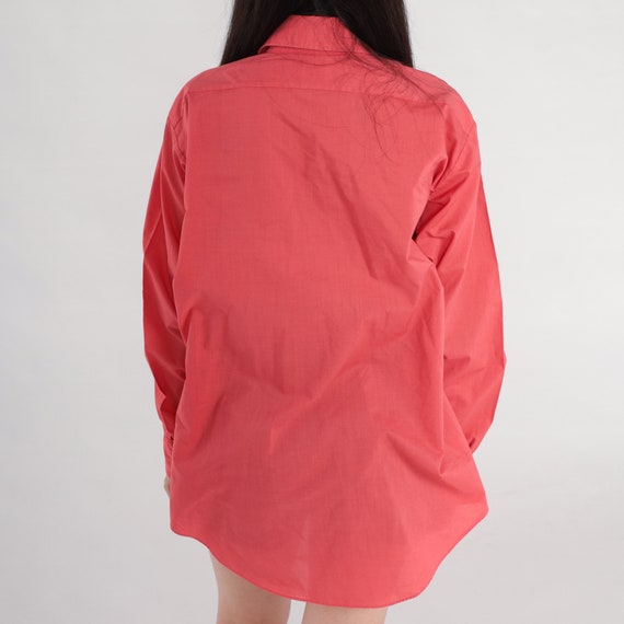 70s Button Up Shirt Coral Pink Long Sleeve Collar… - image 5