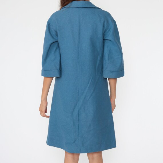 Blue Wool Dress 60s Mod Mini Dress 70s Twiggy Shi… - image 6